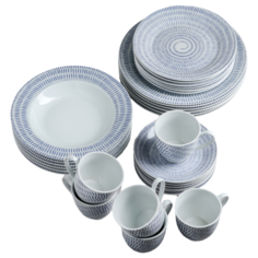 Столовый сервиз Доляна Антик (4342133), 6 персон, 24 предм., белый/синий