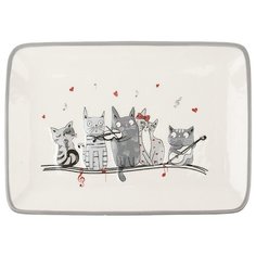 Блюдо сервировочное "Кошачья симфония", 25,5x17,5x2 см ENS