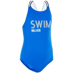 Купальник слитный для девочек синий Vega swim, размер: 141-148CM10-11A, цвет: Неоновый Синий/Синий Графит NABAIJI Х Декатлон Decathlon