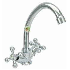 Смеситель для мойки двуручный "Juguni" с гибкой подводкой, крепление-гайка, JGN0340