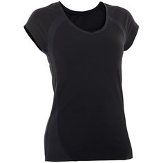 Футболка для фитнеса женская зауженная хлопковая эластичная 900 черная, размер: M, цвет: Черный NYAMBA Х Декатлон Decathlon