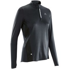 Футболка для бега с длинными рукавами RUN DRY+ ZIP женская, размер: 40, цвет: Черный KALENJI Х Декатлон Decathlon