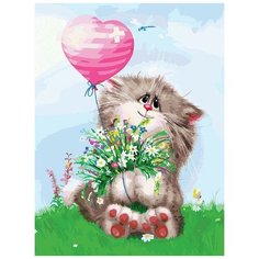 Раскраска по номерам 30х40 см 286-AS Кот с букетом Белоснежка