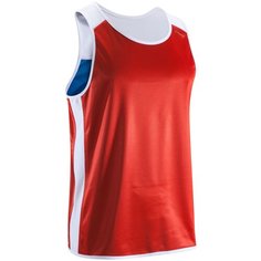 Майка для бокса 900 двусторонняя для взрослых (унисекс) для соревнований, размер: XS, цвет: Маковый/Неоновый Синий OUTSHOCK Х Декатлон Decathlon