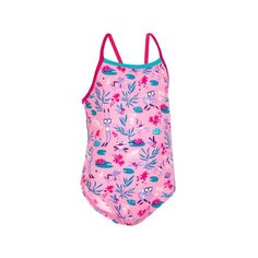 Купальник слитный для девочек розовый с принтом, размер: 4 ГОДА, цвет: Персидский Зеленый/Розовый NABAIJI Х Декатлон Decathlon