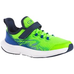Кроссовки для бега детские на липучках AT FLEX RUN зелено-синие, размер: EU34, цвет: Неоновый Лайм/Яркий Индиго KALENJI Х Декатлон Decathlon