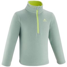 Толстовка флисовая для походов МН100 для детей 2–6 лет QUECHUA Х Декатлон 4-5 лет (103-112 см) Серо-Зелёный/Мандариновый Decathlon