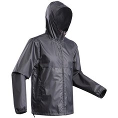 Дождевик для походов на природе мужской NH100 Raincut Full Zip, размер: L, цвет: Черный/Угольный Серый QUECHUA Х Декатлон Decathlon