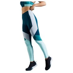 Леггинсы с высокой талией для фитнеса облегающие Color block DOMYOS Х Декатлон XS / W26 L30 синий/бирюзовый Decathlon