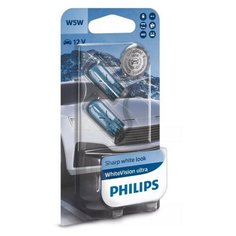 Лампа накаливания PHILIPS W5W White Vision ultra 12V 5W, 2шт