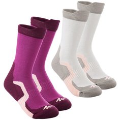 Носки для горных походов с высоким голенищем детские 2 пары фиолетовые Crossocks QUECHUA Х Decathlon Светлый Баклажан EU31/34