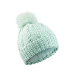 Шапка лыжная с косами детская зеленая FUR WOOL WEDZE Х Decathlon Зеленый Единый