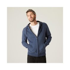 Толстовка на молнии с капюшоном для фитнеса из мольтона, размер: XL, цвет: Синий/Черный DOMYOS Х Декатлон Decathlon