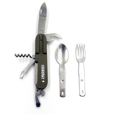 Мультитул "СЛЕДОПЫТ", 5 предметов (+ложка, вилка), в чехле, на блистере