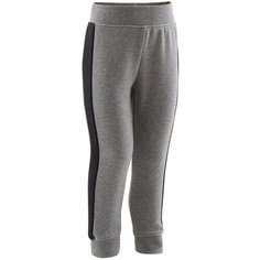 Брюки зауженные теплые для детской гимнастики серые с принтом DOMYOS Х Decathlon Серо-Голубой/Черный 76-81CM 18M