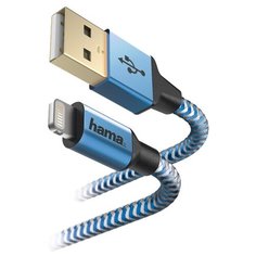 Кабель HAMA USB - Apple Lightning Reflective 1.5 м, синий