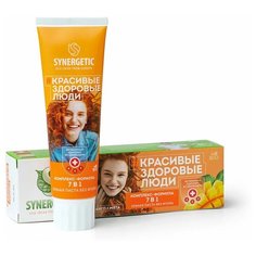 Зубная паста Synergetic Красивые здоровые люди Комплекс-формула 7 в 1 Манго + Мята, 100 г