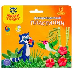 Пластилин Мульти-Пульти Енот на острове Куба флуоресцентный 8 цветов (ФП_11060)