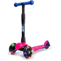 Самокат детский трехколесный Yo Tokyo стильный легкий бесшумный 3-колесный светящиеся колеса, розовый-синий