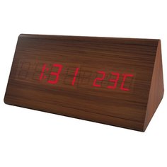 Часы с термометром Perfeo PYRAMID (PF-S710T), коричневый/красный