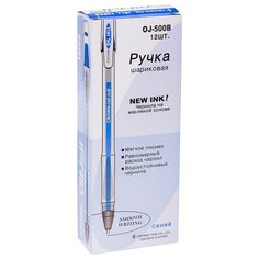 CROWN Набор шариковых ручек Oil Jell, 0.7 мм, 12 шт. (OJ-500B), синий цвет чернил