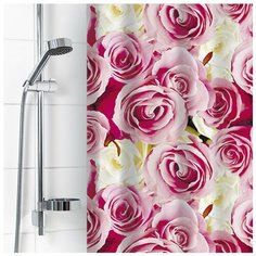 1583-1 Штора для ванной комнаты 180х180см Розы полиэстер Вилина