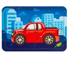 Деревянный пазл, 4 детали "Машина" LivCity н00040