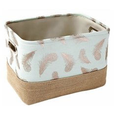 Корзина для белья Золотистые перышки из полиэстера, с отделкой из джутового холста, на каркасе из ЭВА Феникс Present