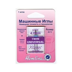 Иглы для бытовых швейных машин универсальные двойные № 80, ширина 4 мм HEMLINE 1 шт * ( 110.40 )