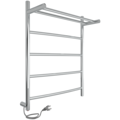 Полотенцесушитель электрический INDIGO Arc с полкой 60/50, провод слева, с возможностью скрытого подключения