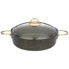 Сотейник Agness со стекл. крышкой и антипригар.мраморным покрытием, серия granite, 26х7,4 см, 3,4 л (952-021)