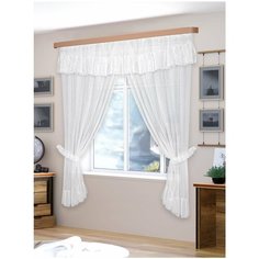 Комплект штор кухня, (ш.150* в.250)*2+ ламбрекен ш.300* в.40 белый Racc Olto