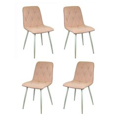 Комплект кухонных стульев (4 шт.), СтолБери, Ричи, велюр розовый, металлокаркас белый матовый