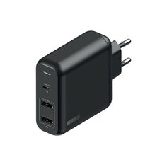 Быстрое ЗУ INTERSTEP от сети PD60W(USB-C) + 2*USB A(12W), черный