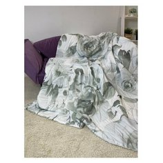 Покрывало стеганое из микрофибры 210/230 зеленые цветы Farfalina