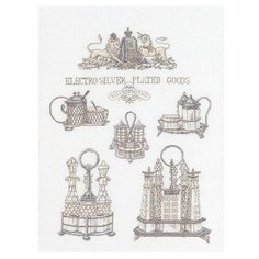 Набор для вышивания Серебряные изделия, канва лён 36 ct 34 х 46 см THEA GOUVERNEUR 2094
