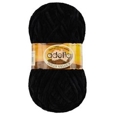 Пряжа Adelia "DOLLY VELOUR" 100% микрополиэстер 5 штук по 100 г , длина 93 м ± 6 м №12 черный
