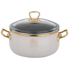Кастрюля Agness эмалированная 3,2 л/20 см со стеклянной крышкой и антипригарным мраморным покрытием (950-291)