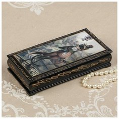 Шкатулка - купюрница «Кот», 8,5×17 см, лаковая миниатюра 2431114 Сима ленд