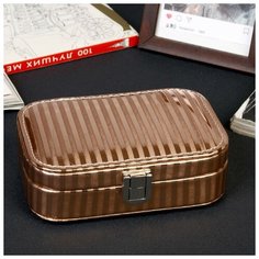 Шкатулка кожзам для украшений "Полосы" шампанское лак миниатюра 4,5х15х10 см 4466317 Сима ленд