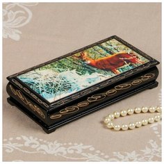 Шкатулка - купюрница «Охота», 8,5×17 см, лаковая миниатюра 2431166 Сима ленд