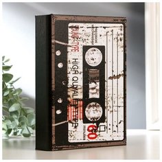 Шкатулка-книга дерево "Аудиокассета" текстиль 19х14х4 см 5184423 Сима ленд