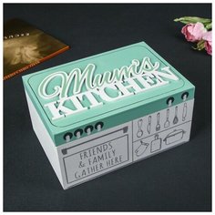 Шкатулка дерево "Мамина кухня" бело-зелёная 10х20х14 см 4566116 Сима ленд