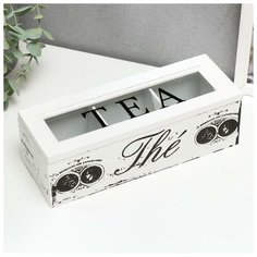 Шкатулка дерево с делениями "Для чая" 7х22х8,3 см 5187586 Сима ленд