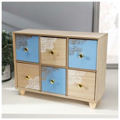 Шкатулка дерево комод 6 ящиков "Золотое мехенди" 22,2х10,6х29,5 см 4768298 Сима ленд