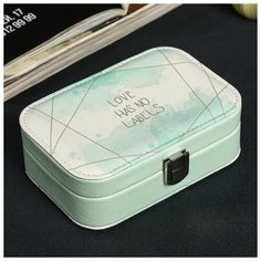 Шкатулка кожзам для украшений "Зелёные пятна на белом" 5х10х15 см 4566051 Сима ленд