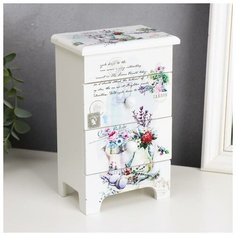 Шкатулка дерево комод 3 ящика "Прованс. Цветы" 18,5х11,5х7,5 см 5166267 Сима ленд