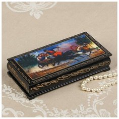 Шкатулка - купюрница «Тройка», 8,5×17 см, лаковая миниатюра 2431084 Сима ленд