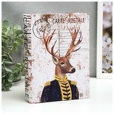 Шкатулка-книга дерево "Олень в мундире" текстиль 19х14х4 см 5184418 Сима ленд