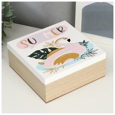 Шкатулка дерево "Фламинго - надувной круг" 7,5х18х18 см 5084731 Сима ленд
